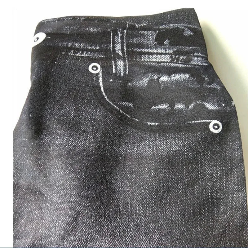Denim-Print Leggings – High Waist, Super Stretch